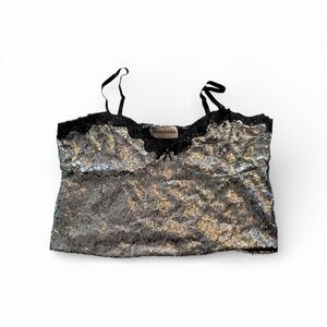 No Boundaries Shiny Black and Silver Crop Top